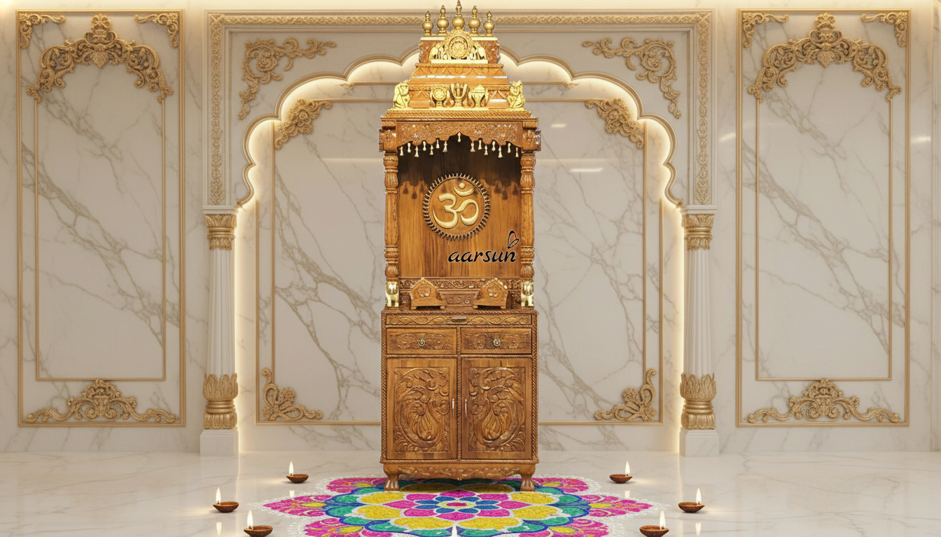 Premium Wooden Temple with Clean Finish